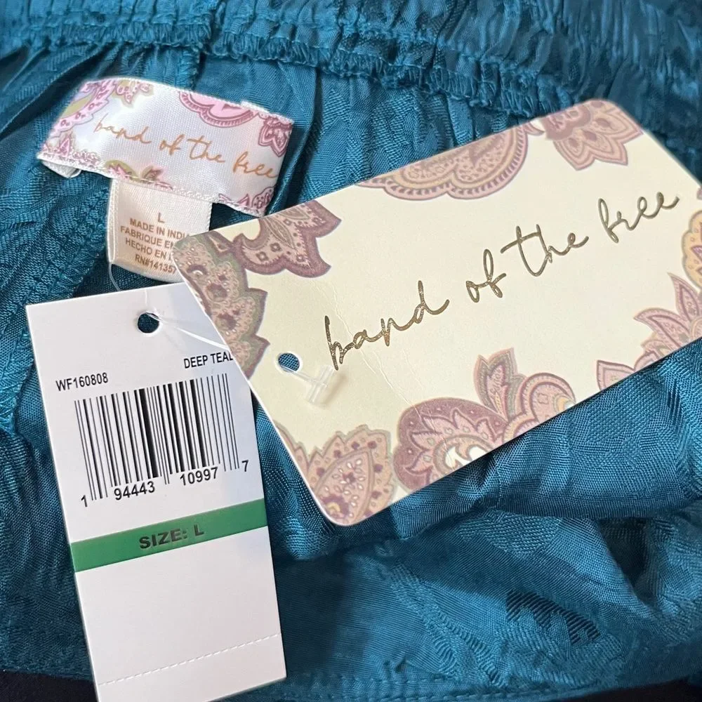 Band of the Free Celene Deep Teal Floral Layered Midi Skirt New L